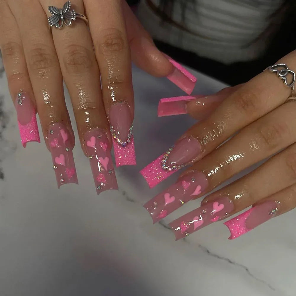 24Pcs Simple White French Press on Nails with Glue Long Ballet False Nails Wearable Coffin Fake Nails Full Cover Nail Tips