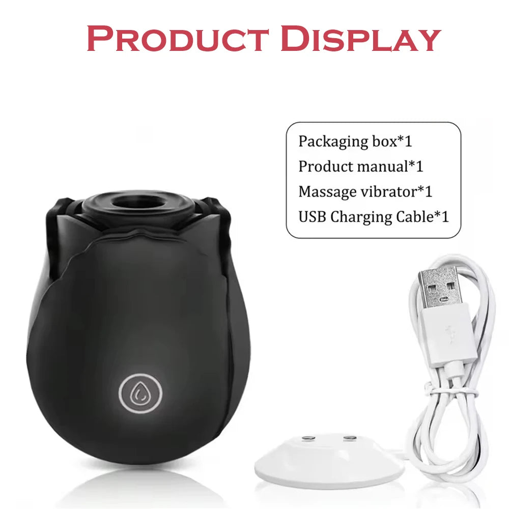 Rose Toy Sucking Vibrator Stimulator  With 10 Sucker Thrusting Dildo G Spot Stimulator
