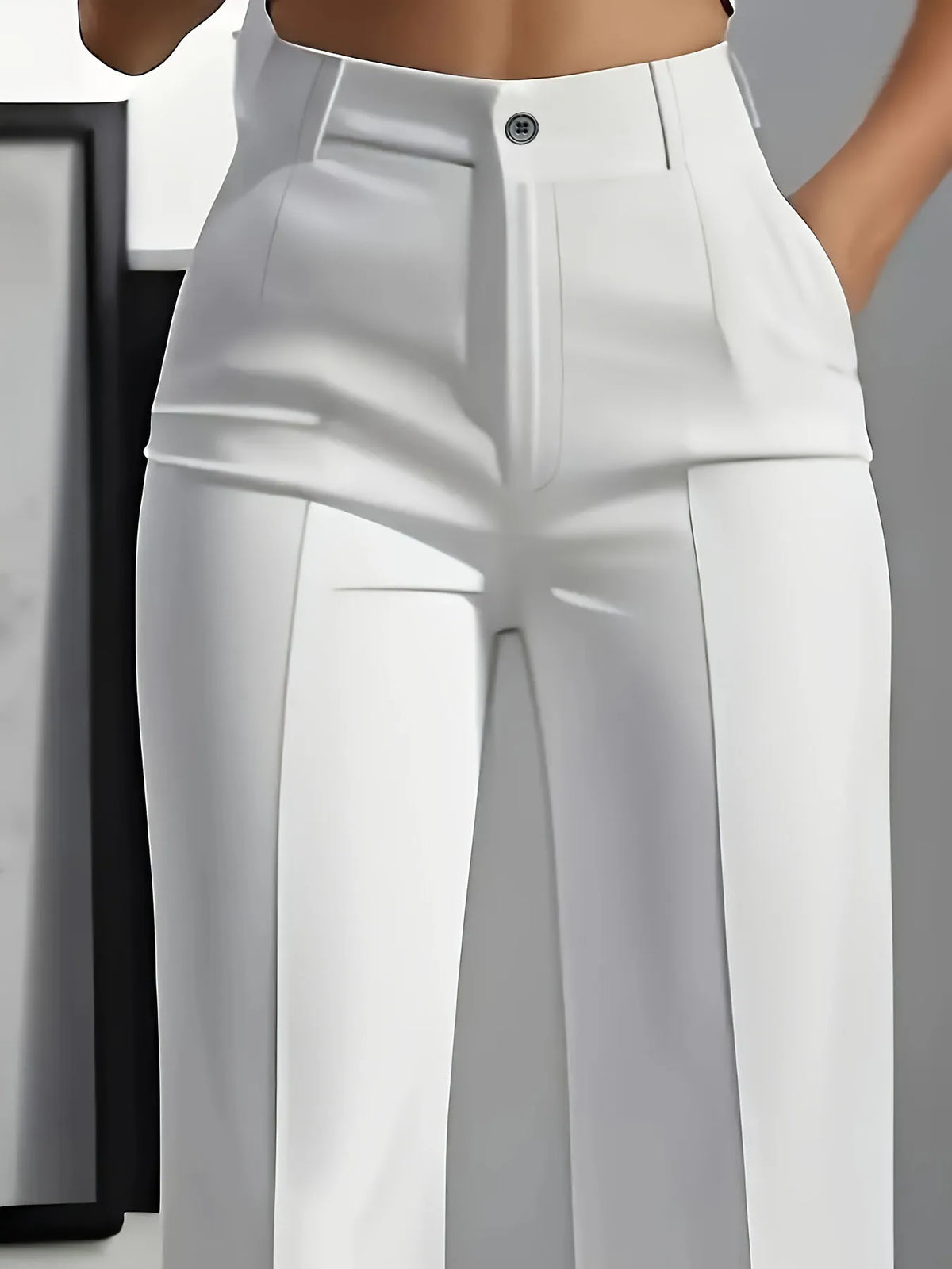 Women's High-Waisted, Straight-Cut, Pants