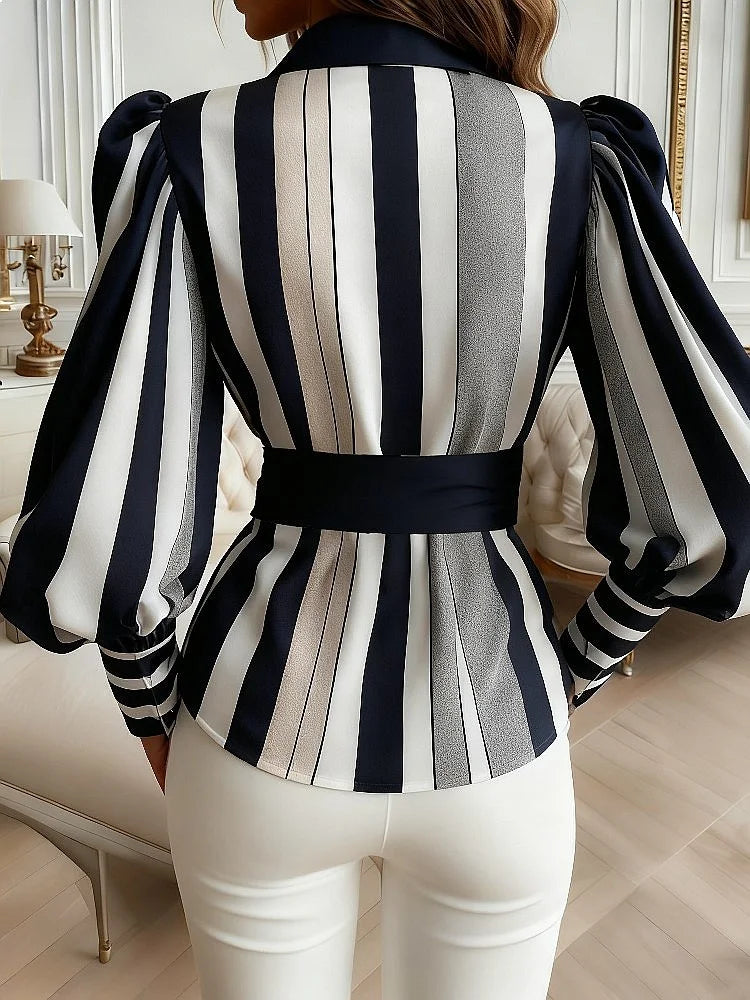 Women's Long Sleeve Blouse Tie Knot Bow Front