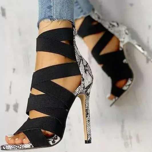 Women's Snake Patterned High Heels