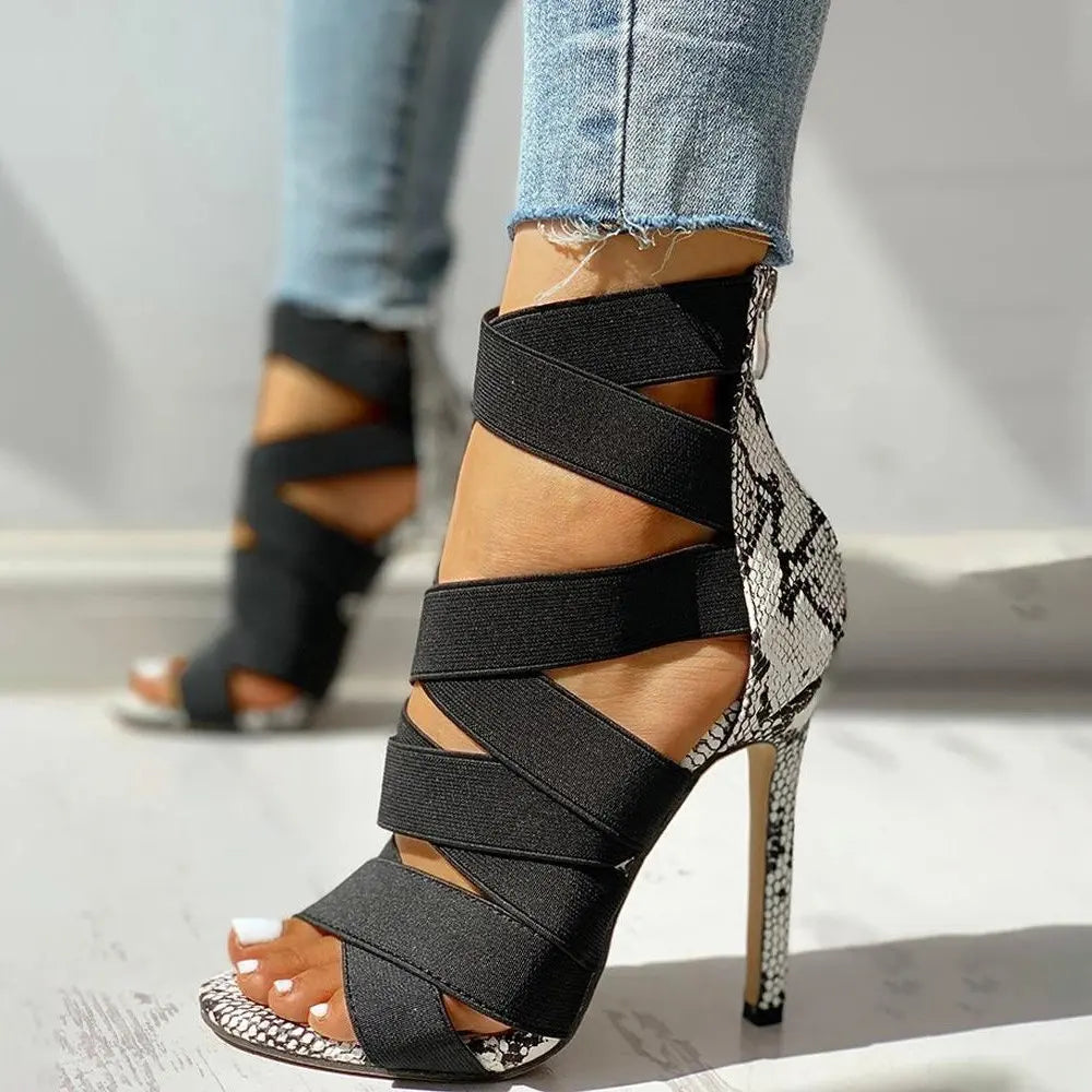 Women's Snake Patterned High Heels