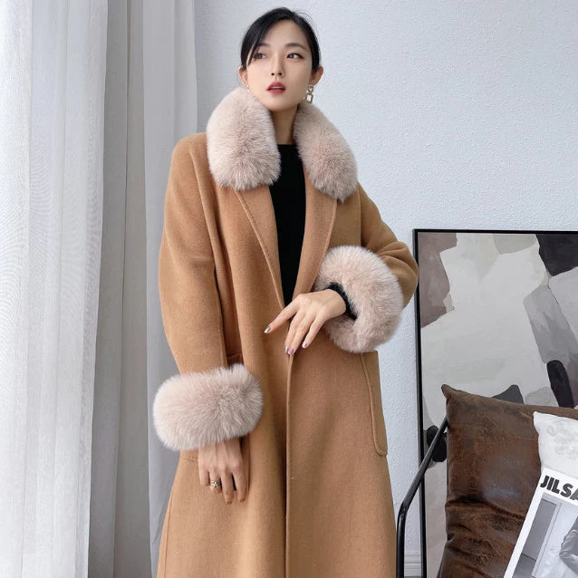 100% Real Fox Fur Collar Winter Coat Hood Fur Scarf Cuffs Set Jacket Match Overcoats Accessory Women Neck Warmer Scarves