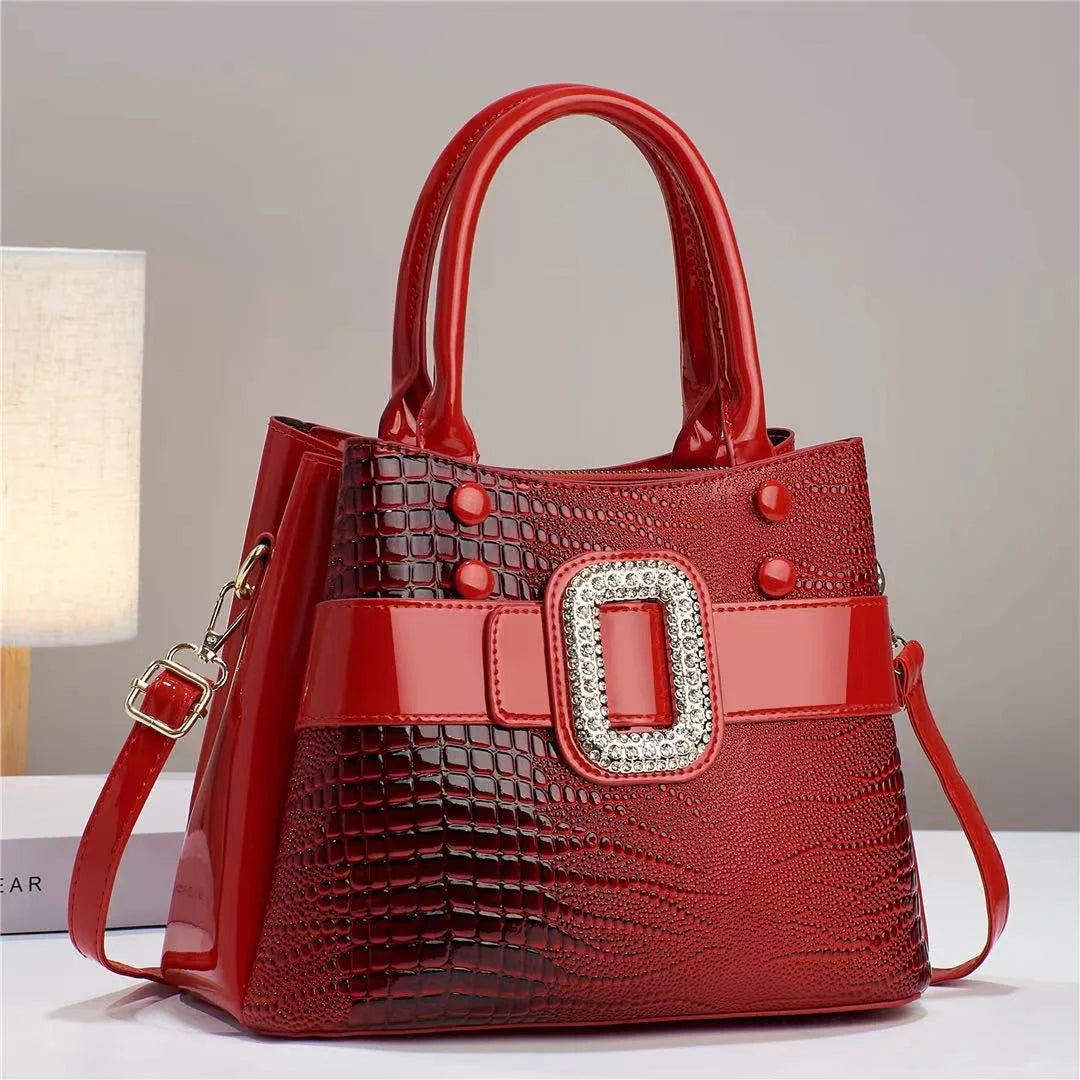 Bright Leather Women's Handbag Large Capacity Luxury Women's Crossbody Bag