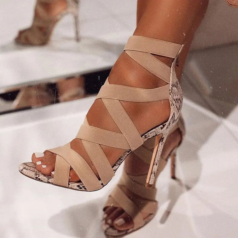 Women's Snake Patterned High Heels