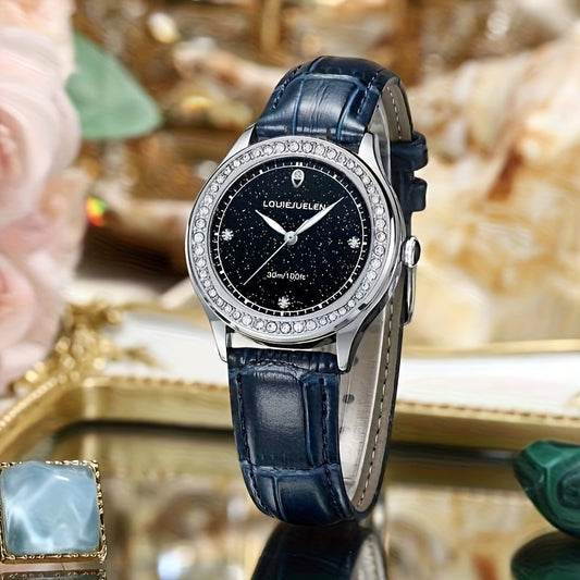 Starry Sky Dial PU Leather Strap Quartz Women's Watch