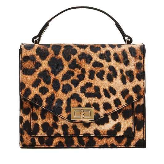 Leopard Print Handbag, Vintage Square Clutch Purse