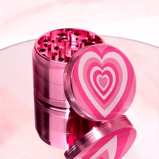 2 Pieces LOVE Heart Herb Grinder Roling Tray Combo Girly PINK Tobacco Kits